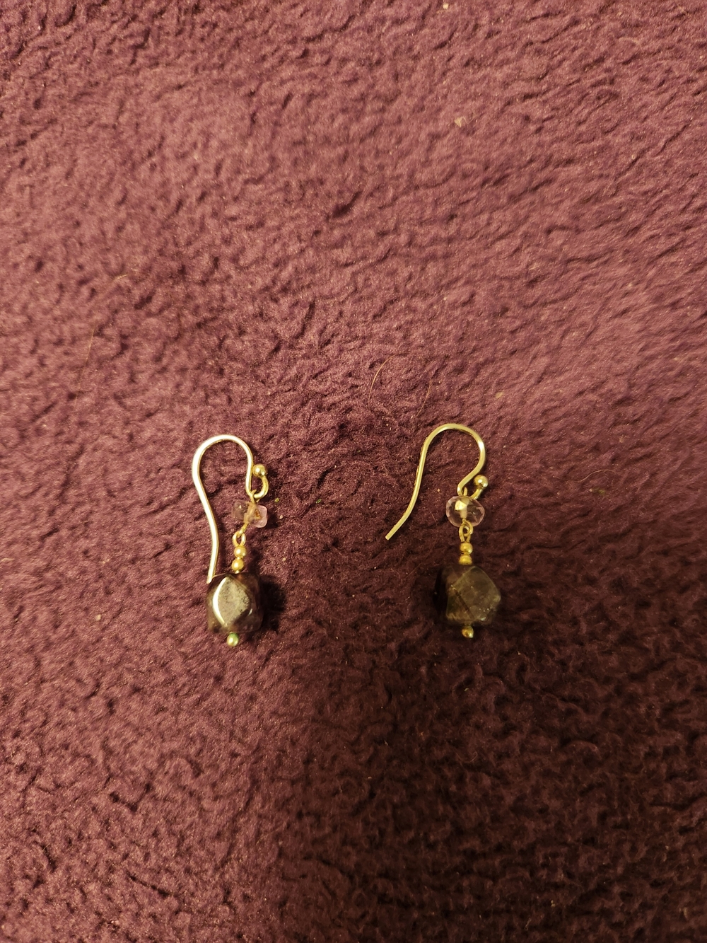 Handcrafted Dangle Earrings with Purple Amythyst Beads